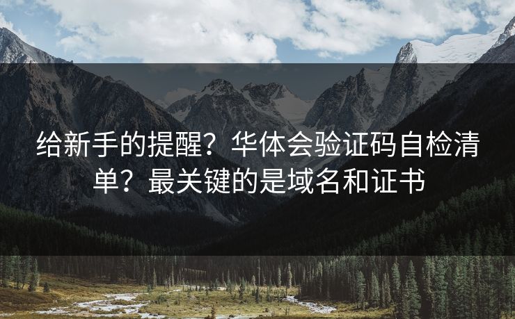 给新手的提醒？华体会验证码自检清单？最关键的是域名和证书
