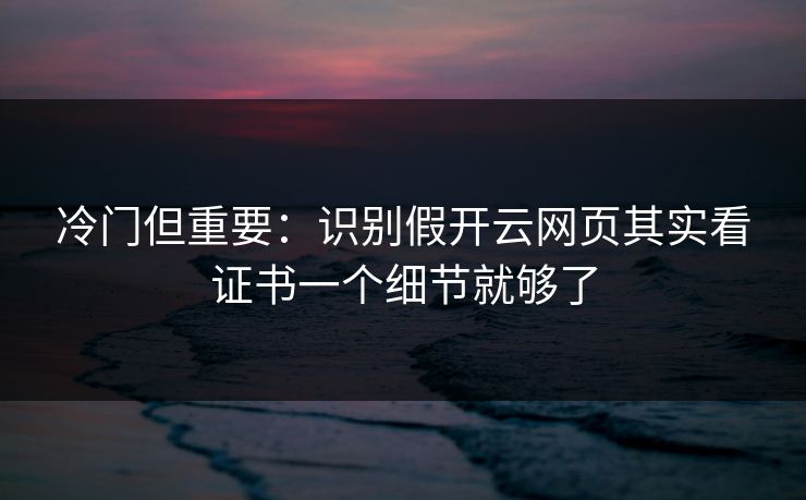 冷门但重要:识别假开云网页其实看证书一个细节就够了 冷门但重要:识别假开云网页其实看证书一个细节就够了
