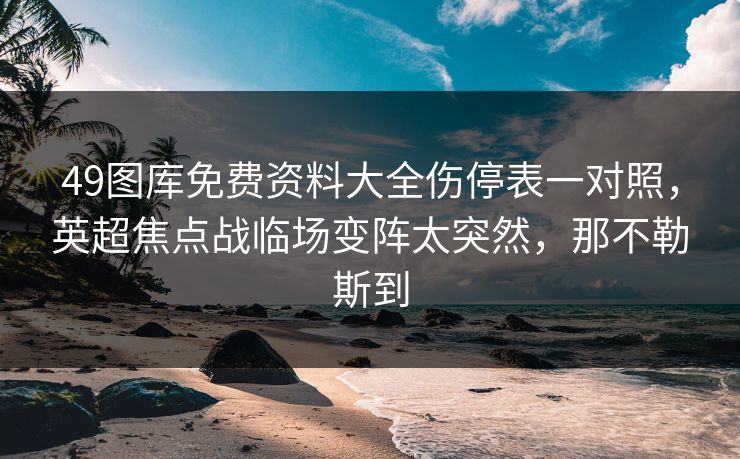 49图库免费资料大全伤停表一对照,英超焦点战临场变阵太突然,那不勒斯到 49图库免费资料大全伤停表一对照,英超焦点战临场变阵太突然,那不勒斯到