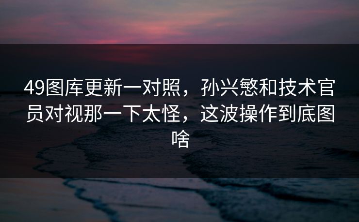 49图库更新一对照,孙兴慜和技术官员对视那一下太怪,这波操作到底图啥 49图库更新一对照,孙兴慜和技术官员对视那一下太怪,这波操作到底图啥