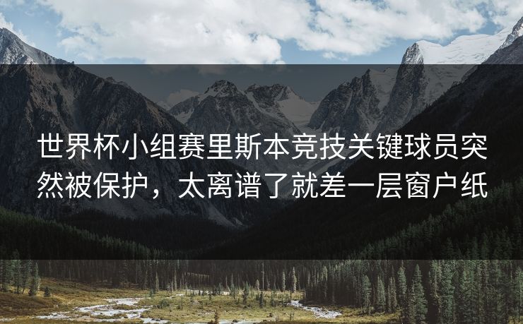 世界杯小组赛里斯本竞技关键球员突然被保护,太离谱了就差一层窗户纸 世界杯小组赛里斯本竞技关键球员突然被保护,太离谱了就差一层窗户纸